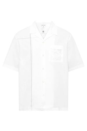 Camicia da bowling in lino bianco MARINE SERRE | USI016AUWOV0007WH10